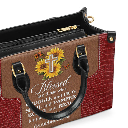 Lovely Personalized Sunflower Leather Handbag - Blessed Are Those Who Spoil And Pamper NUH329