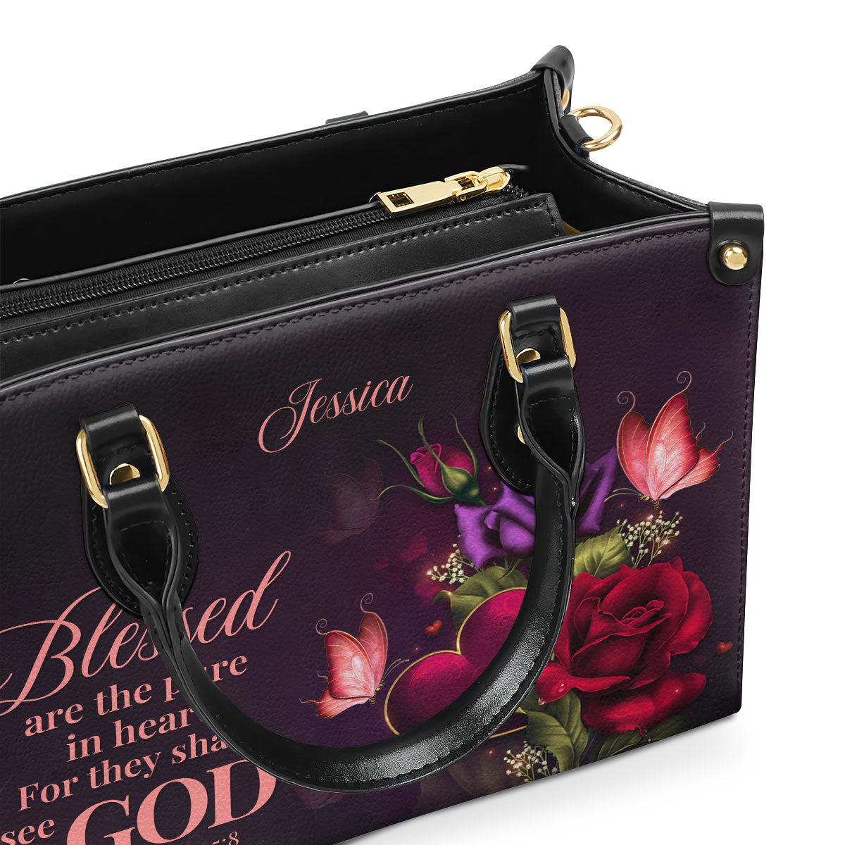 Special Personalized Leather Handbag - Blessed Are The Pure In Heart For They Shall See God NUH472