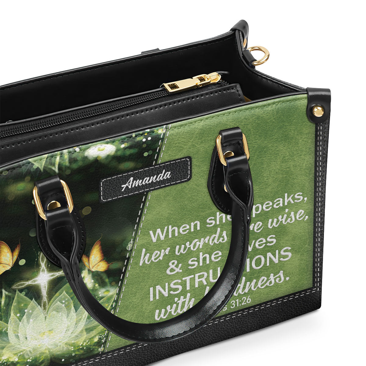 Gorgeous Personalized Leather Handbag - When She Speaks, Her Words Are Wise NUHN316