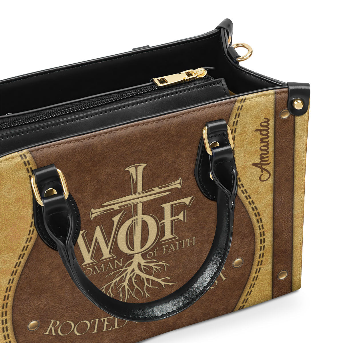 Woman Of Faith - Beautiful Personalized Lion Leather Handbag NUHN366