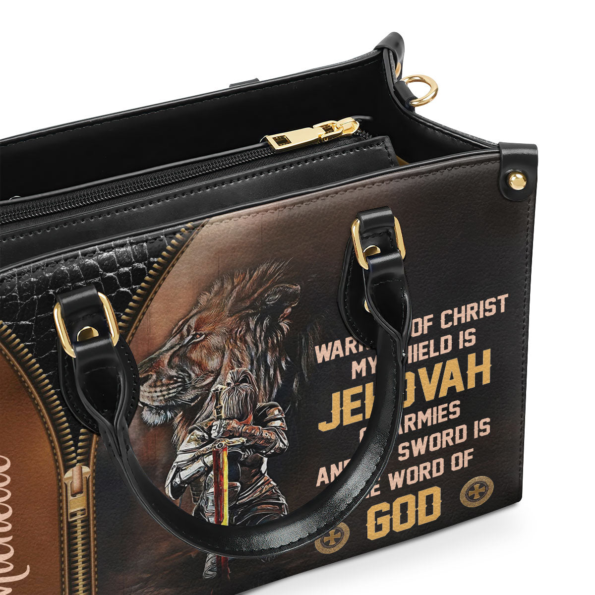 Warrior Of Christ - Beautiful Personalized Leather Handbag NUM396