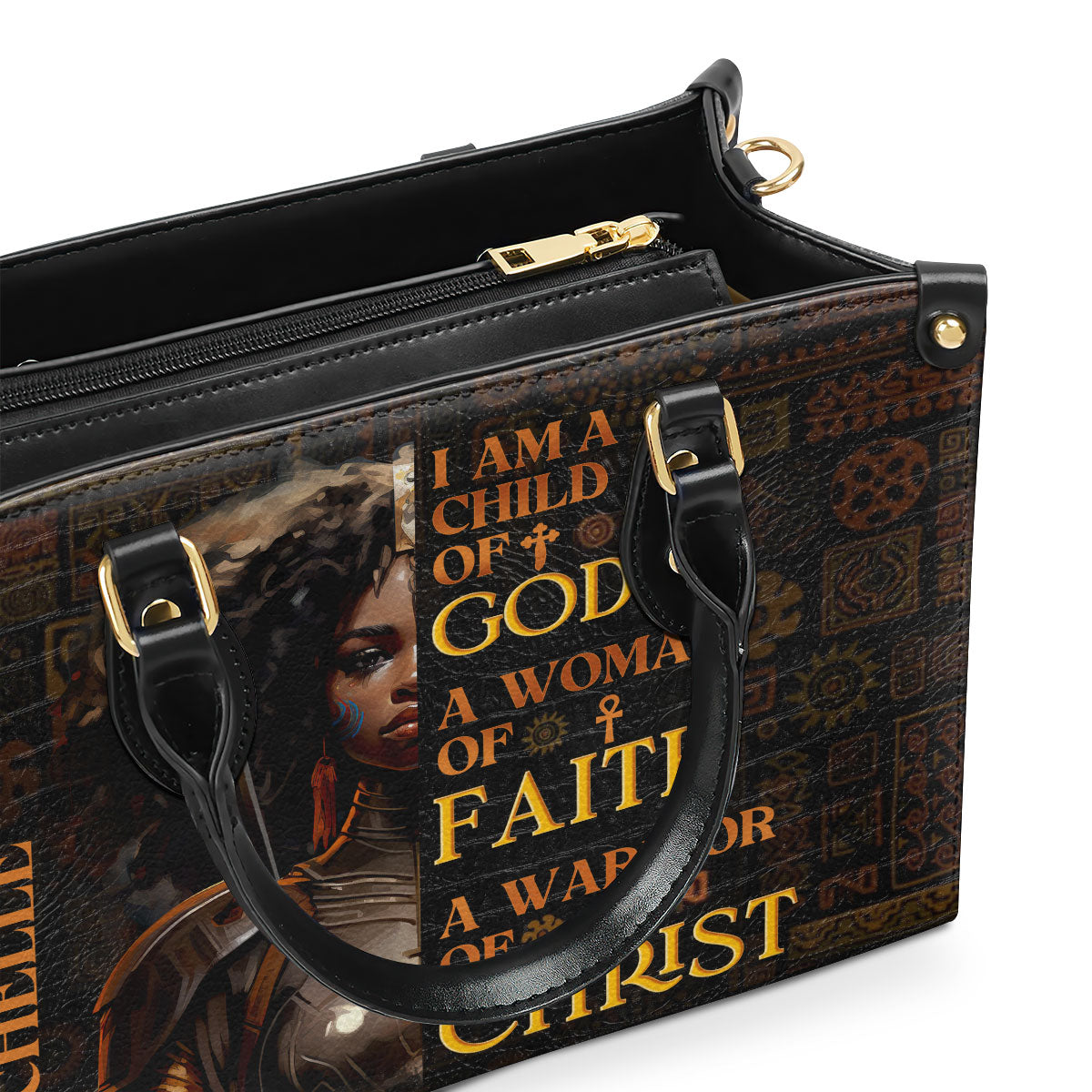 Personalized Leather Handbag With Zipper | I Am A Child Of God LHBM725