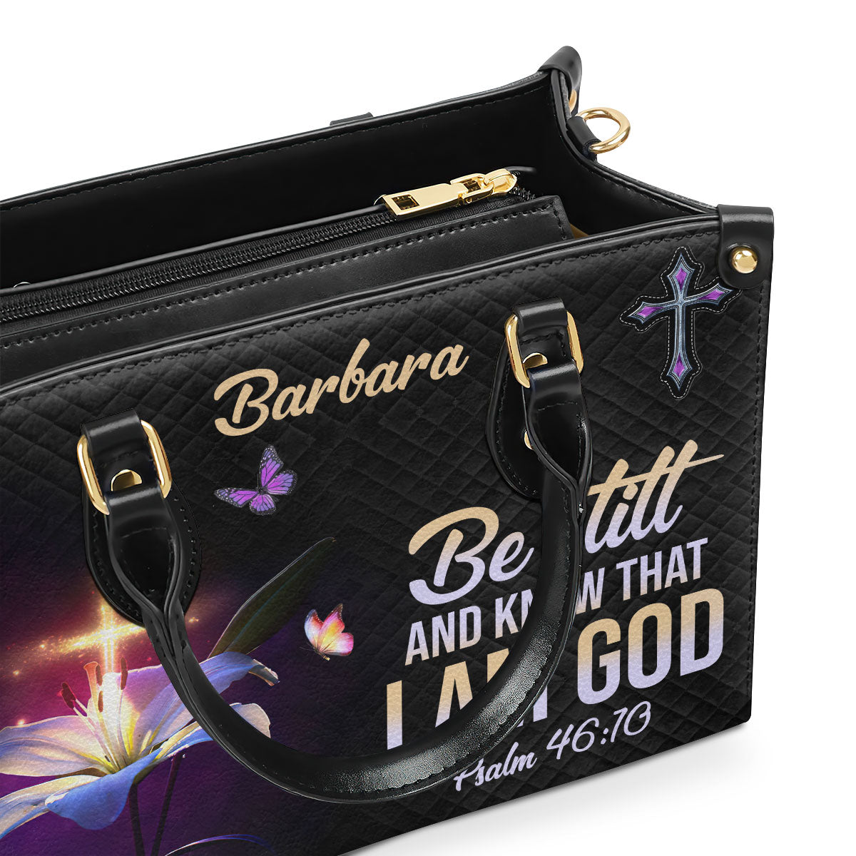 Be Still And Know That I Am God - Beautiful Personalized Leather Handbag NUM501