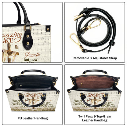 Personalized Leather Handbag With Zipper | Amazing Grace LHBM739