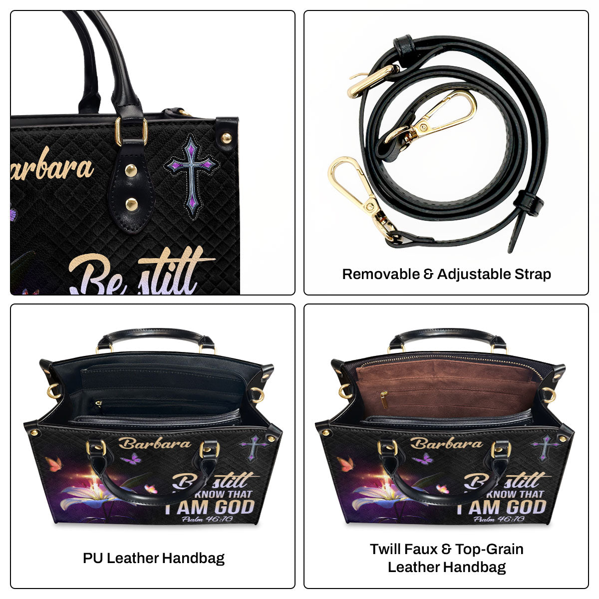 Be Still And Know That I Am God - Beautiful Personalized Leather Handbag NUM501