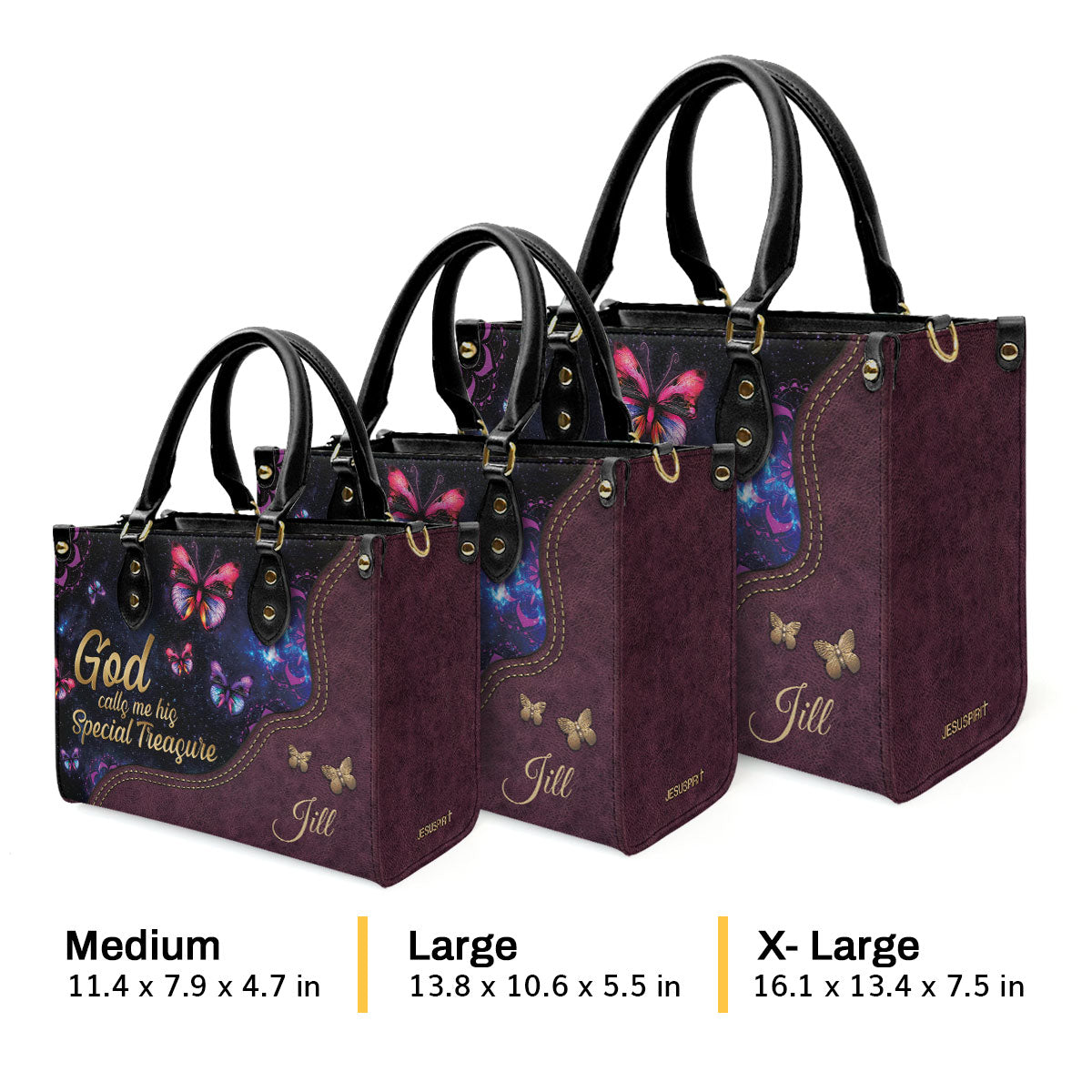 Lovely Personalized Butterfly Leather Handbag - God Calls You His Special Treasure AHN234