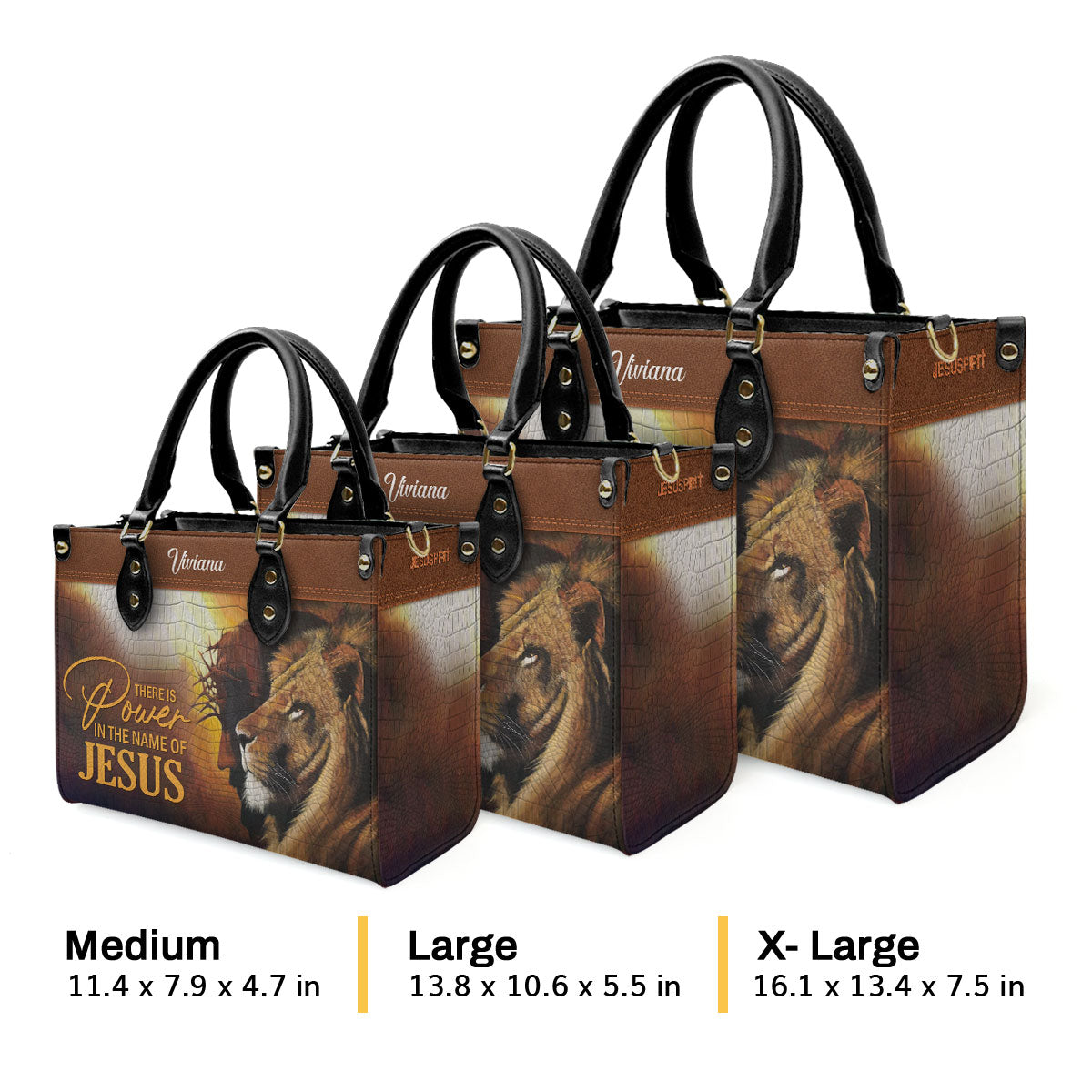 Unique Personalized Leather Handbag - There Is Power In The Name Of Jesus H16