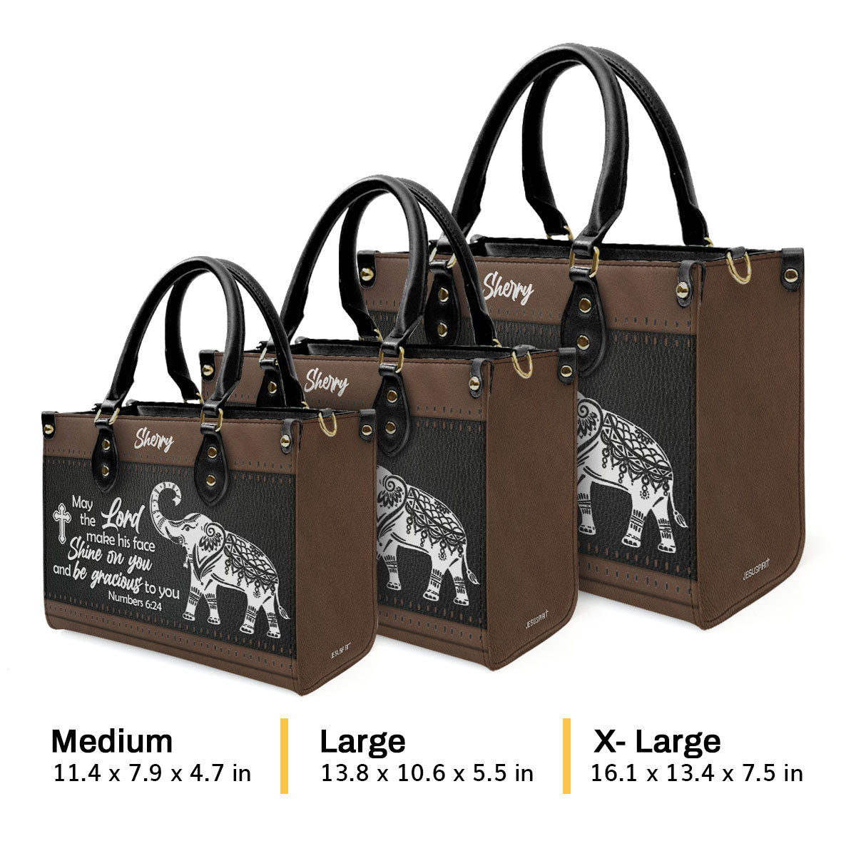 Unique Personalized Elephant Leather Handbag - May The Lord Make His Face Shine On You HN13