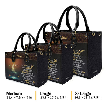 Lovely Personalized Leather Handbag - The Lord Is My Light And My Salvation NUM481