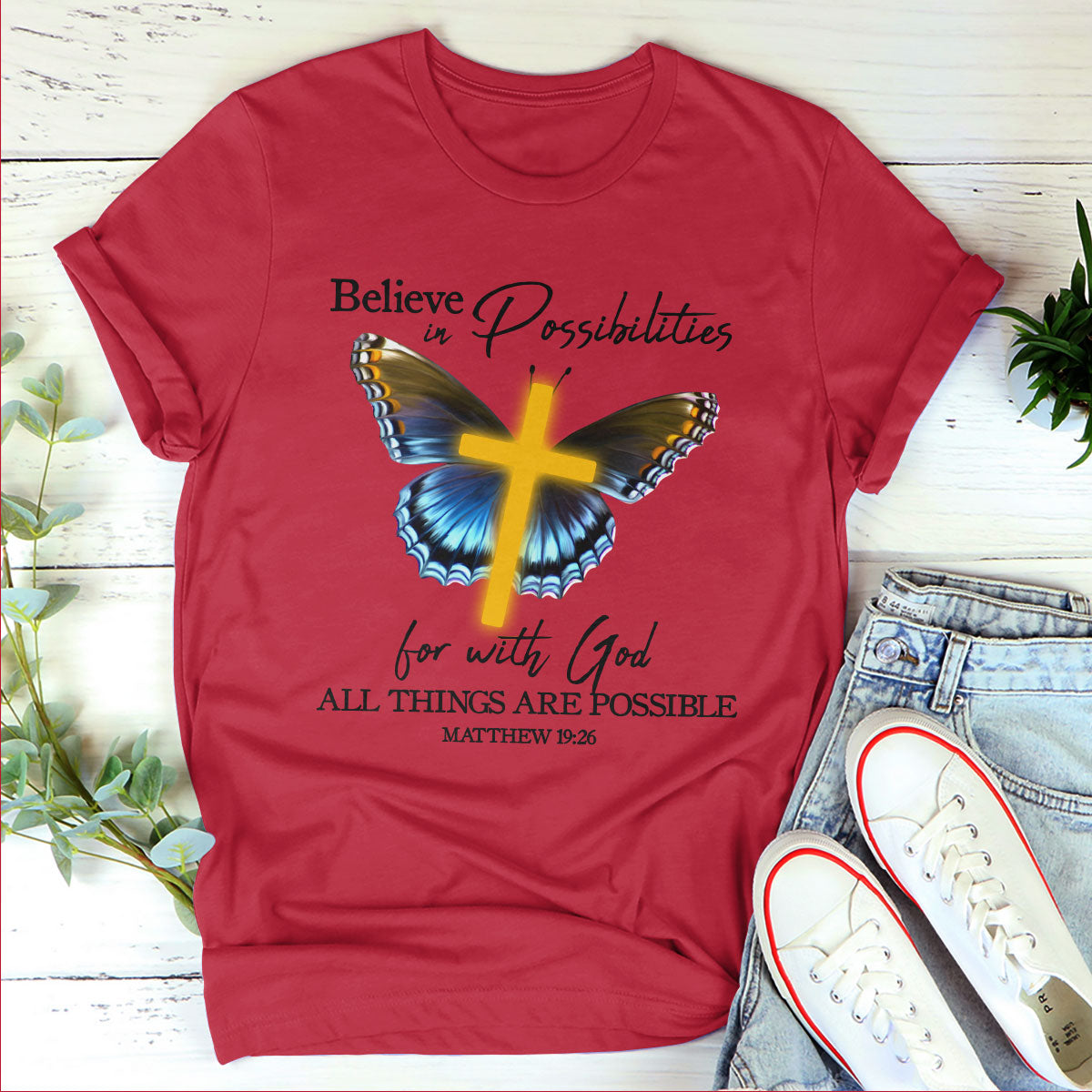 Lifegifty | Scripture Gifts For Christian People | With God All Things Are Possible | Matthew 19:26 | Unisex T-shirt 2DTHN668