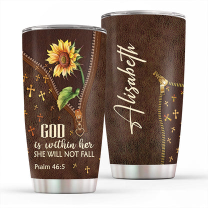 She Will Not Fall - Unique Personalized Christian Stainless Steel Tumbler 20oz NM141A