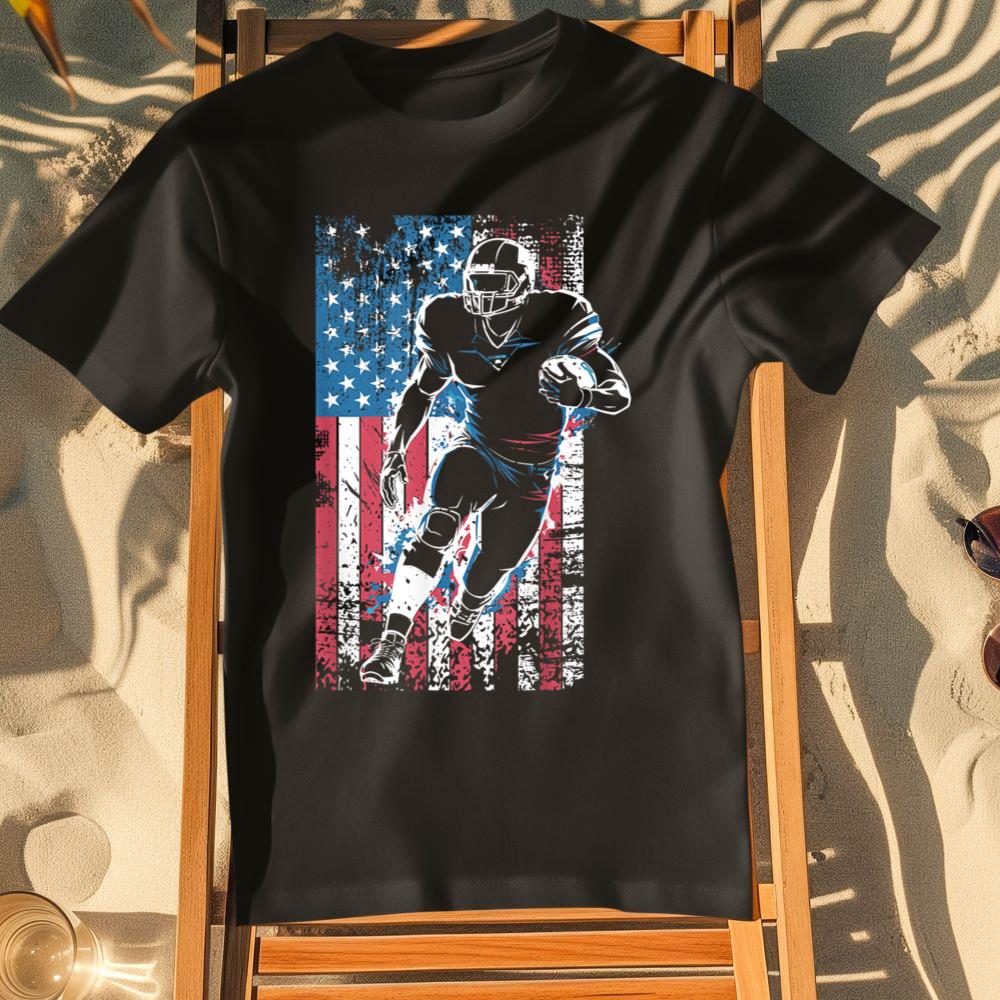 American Flag Football Player Patriotic Sports Design T-Shirt