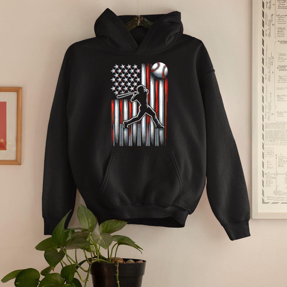 American Flag Patriotic Baseball Hoodie