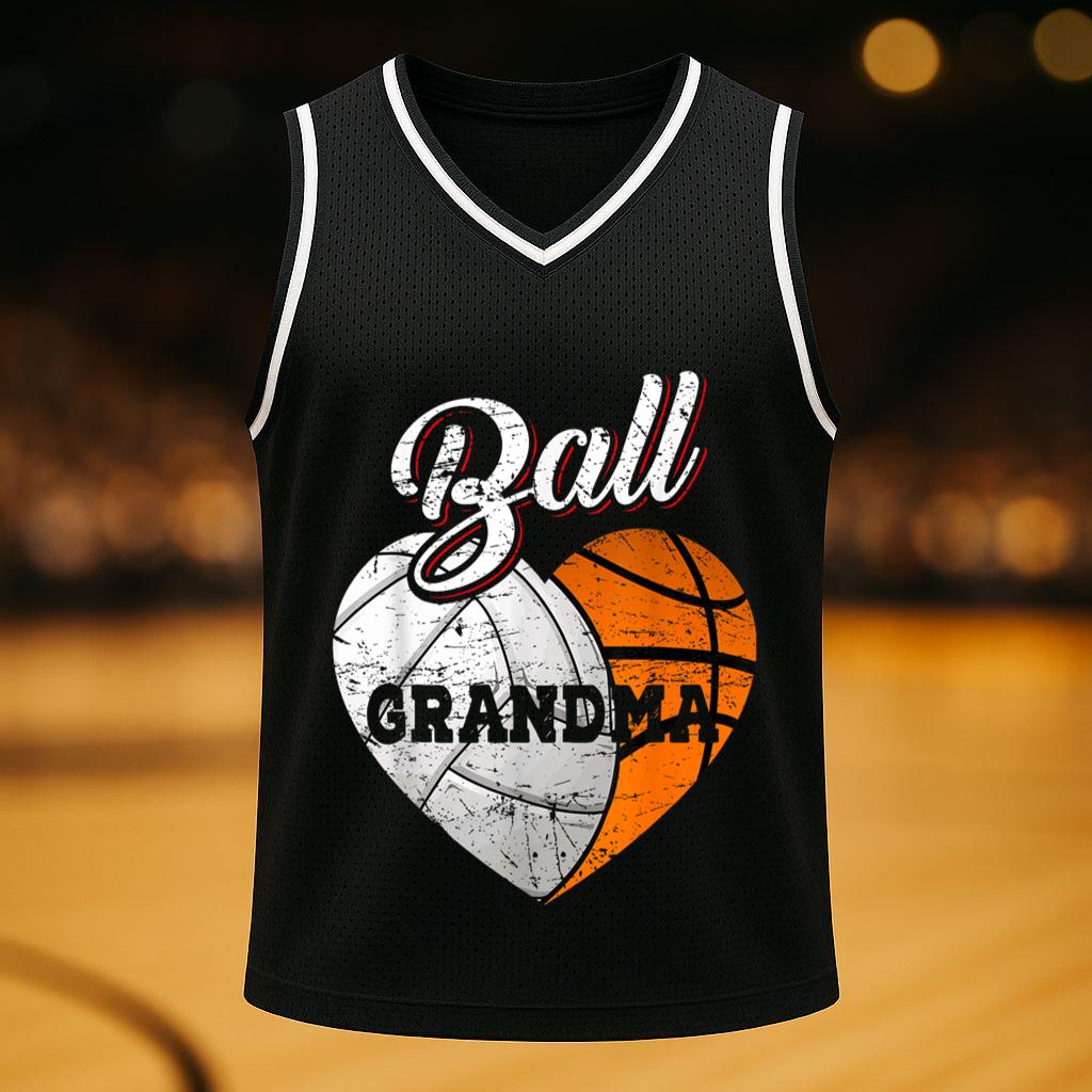 Ball Grandma Volleyball Basketball Heart Basketball Jersey