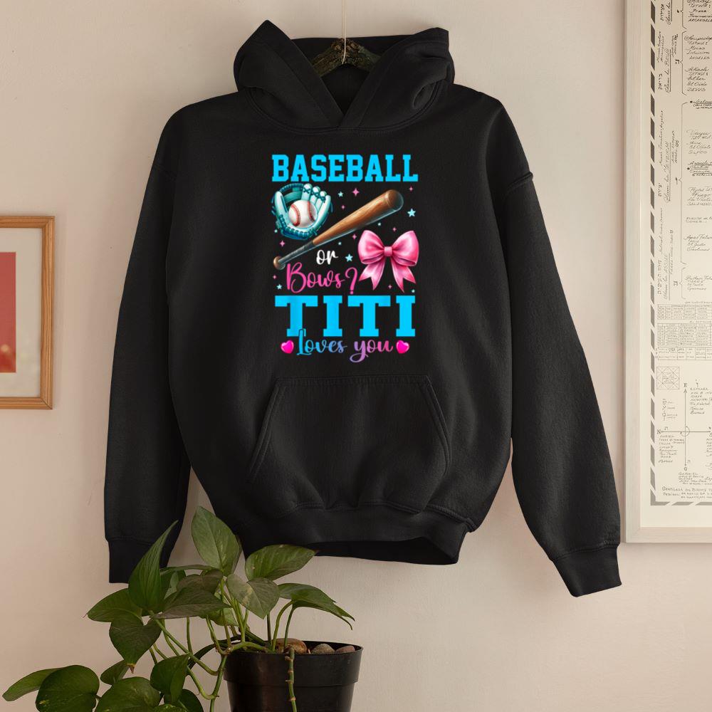 Baseball or Bows Titi Loves You Gender Reveal Baby Party Hoodie