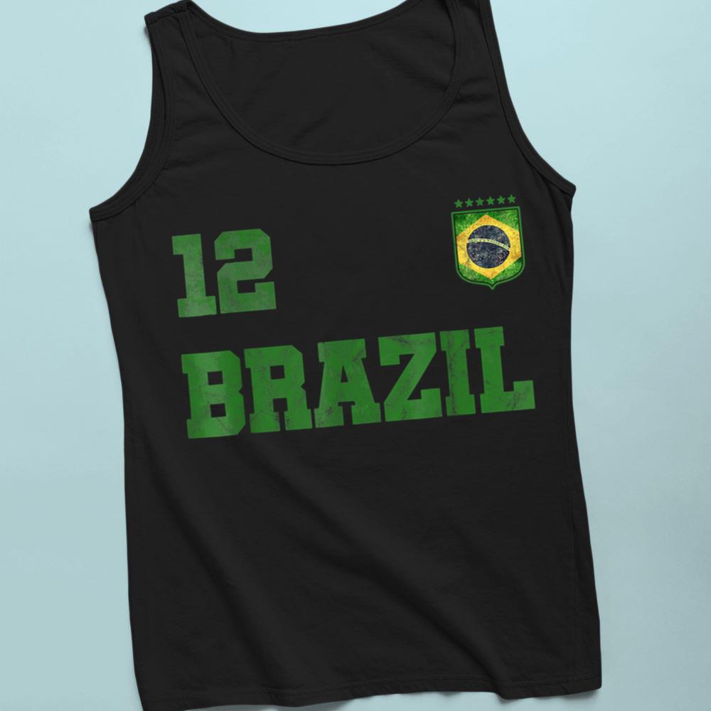 Brazil Jersey Number twelve Brazilian Futebol Soccer Tank Top