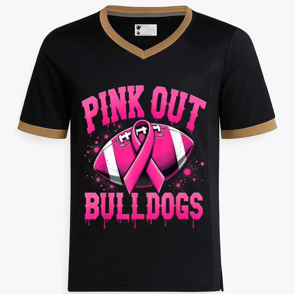 Bulldog Pink Out Football Tackle Breast Cancer Awareness Men Women Football Jersey