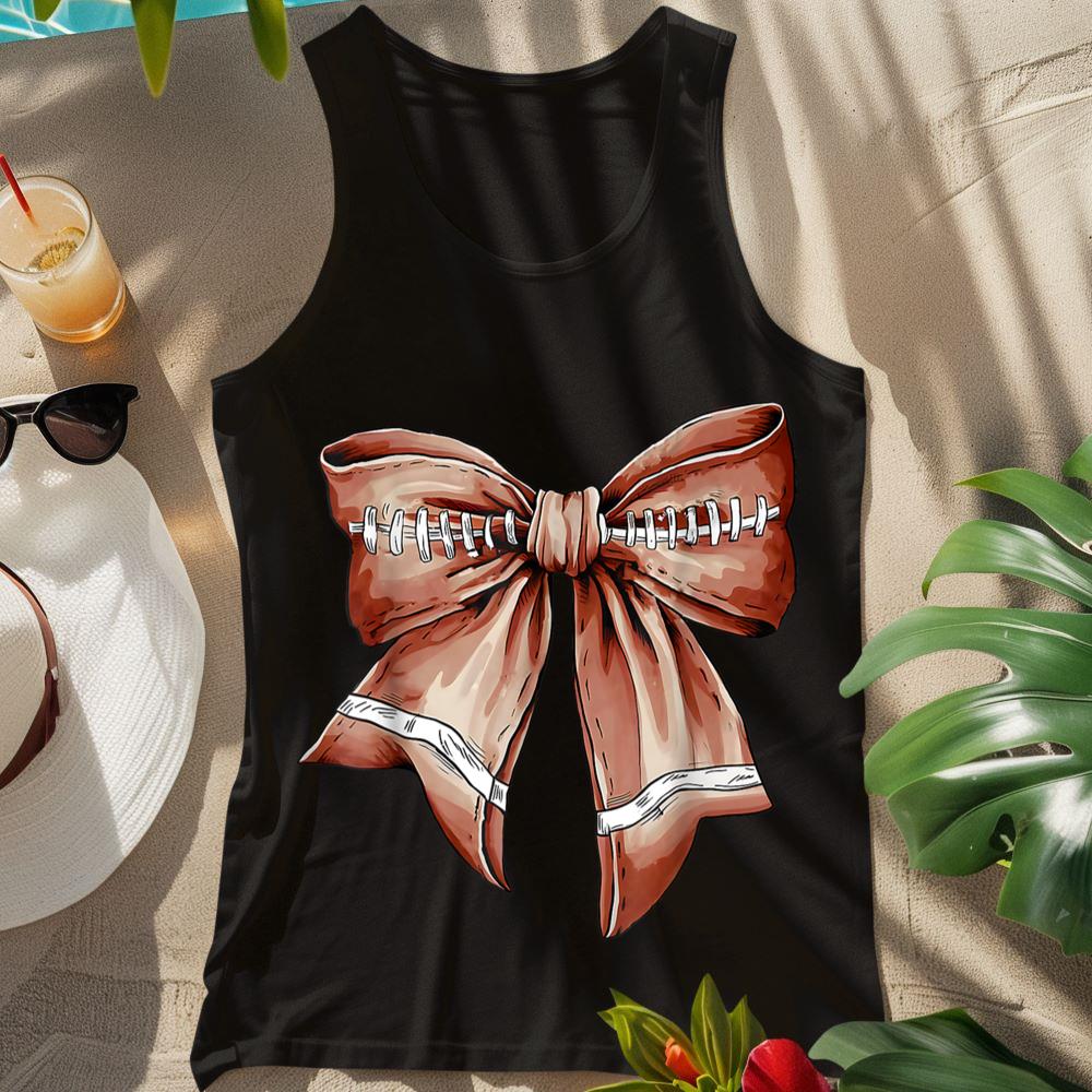 Coquette Bow Pumpkin American Football Thanksgiving Autumn Tank Top