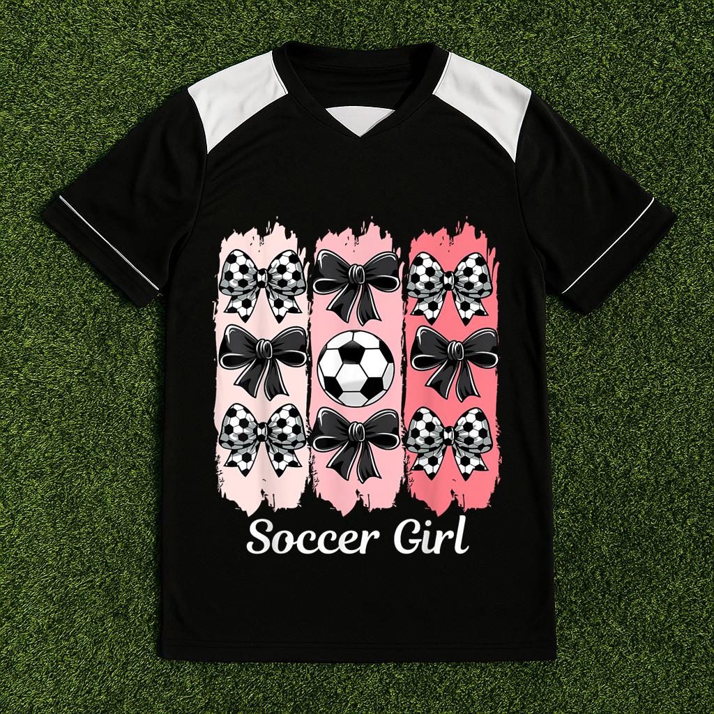 Cute Soccer Girl Coquette Bow Soccer Girl Soccer Brushstroke Soccer Jersey