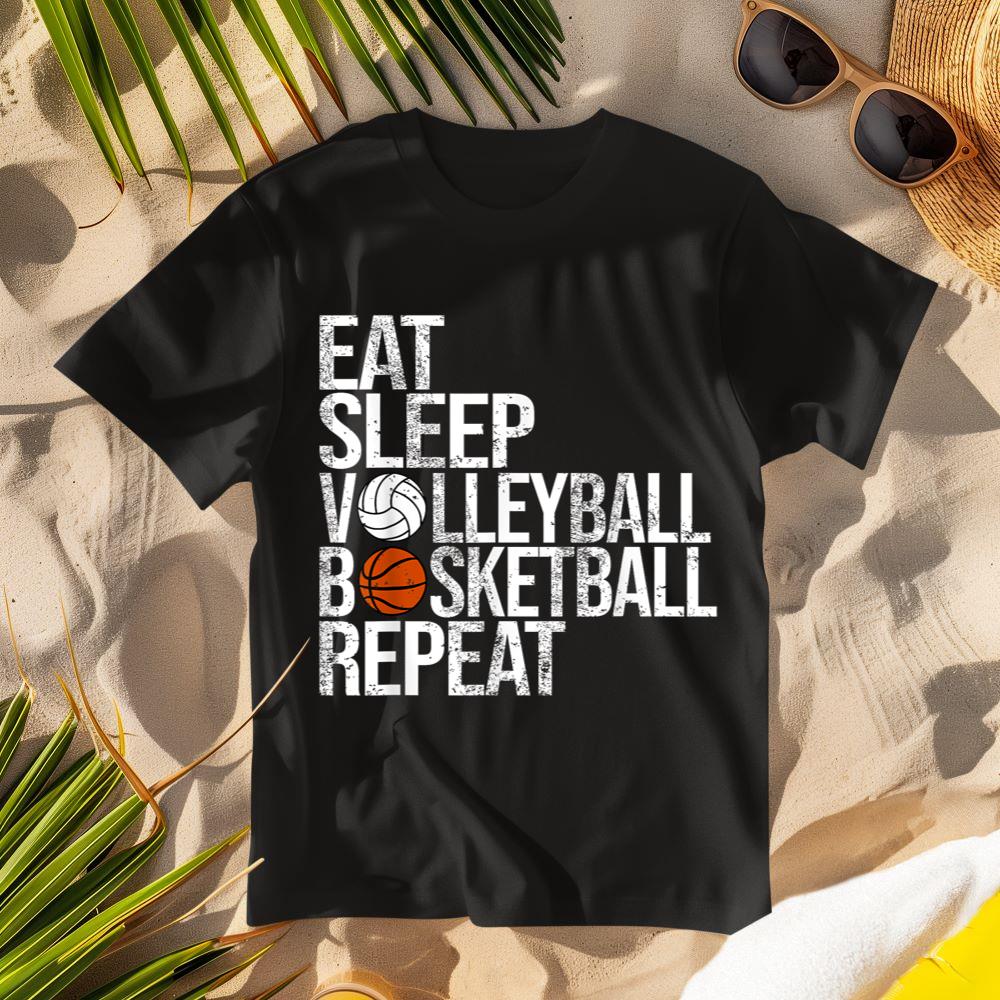 Eat Sleep Volleyball Basketball Repeat Funny Ball T-Shirt