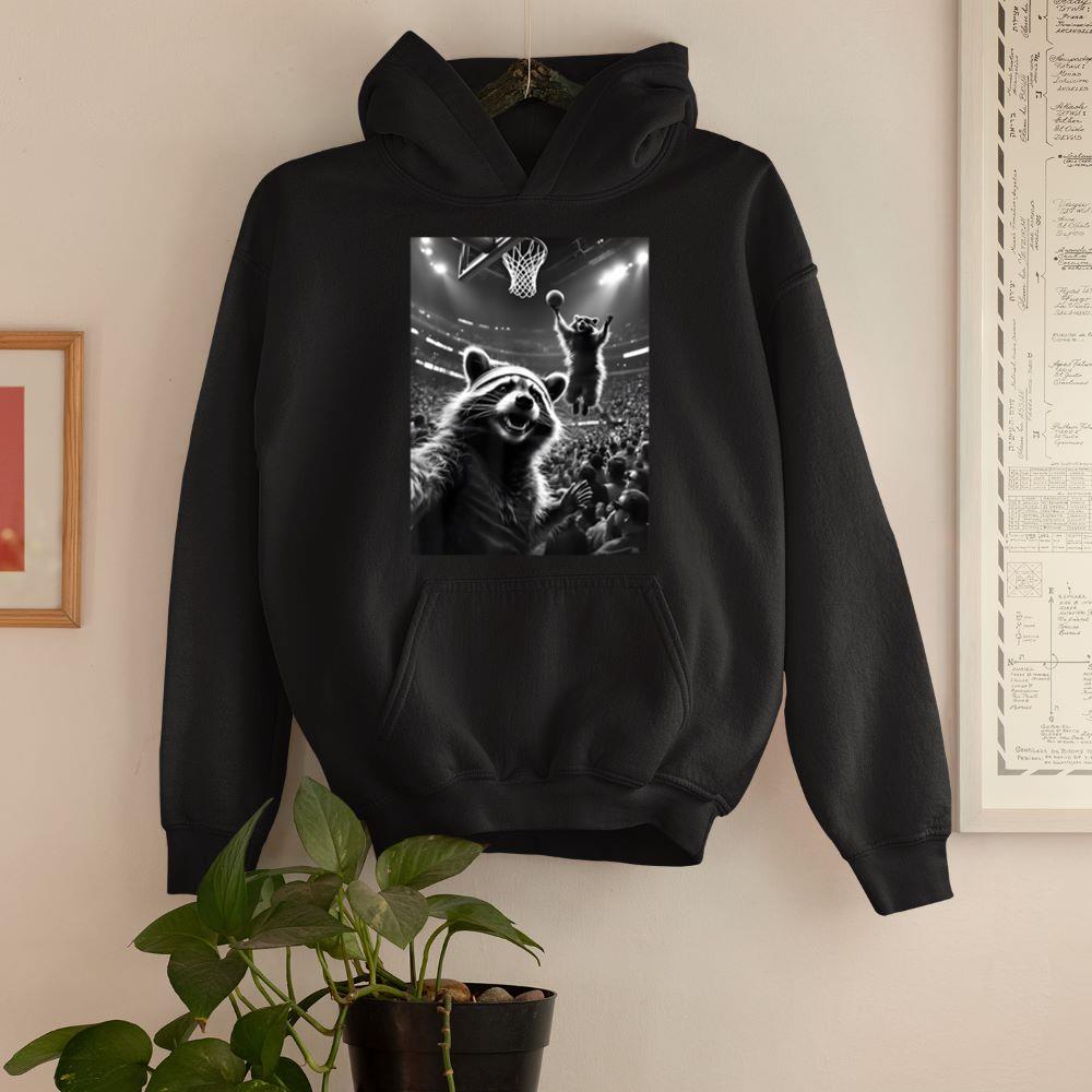Feral Racoon Basketball Player Raccoon Selfie Hoodie