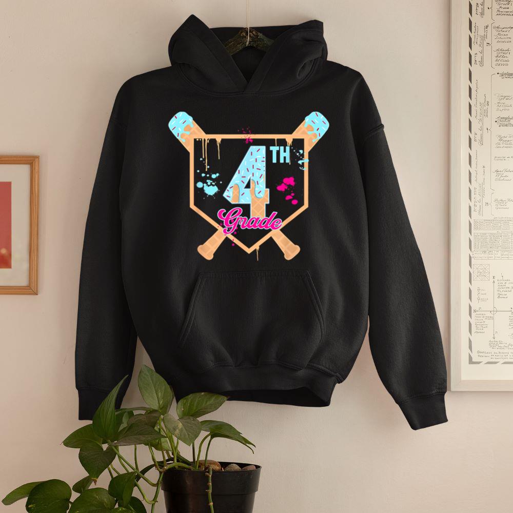 First Day of Fourth 4th Grade Baseball Ice Cream Drip Boy Hoodie