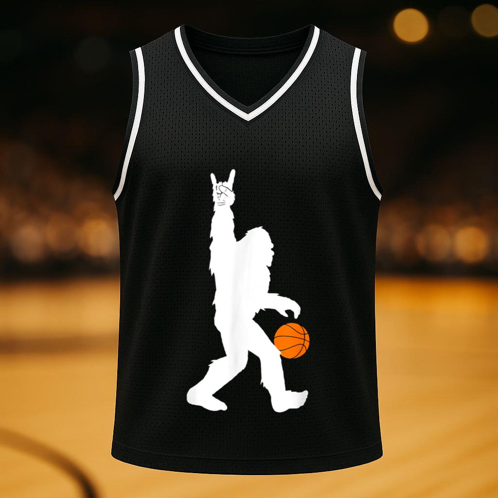 Funny Basketball Bigfoot Rock On Hoops Basketball Player Basketball Jersey
