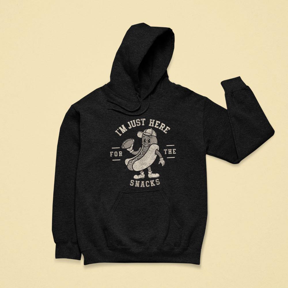 Funny I'm Just Here For The Snacks HotDog Football Hoodie