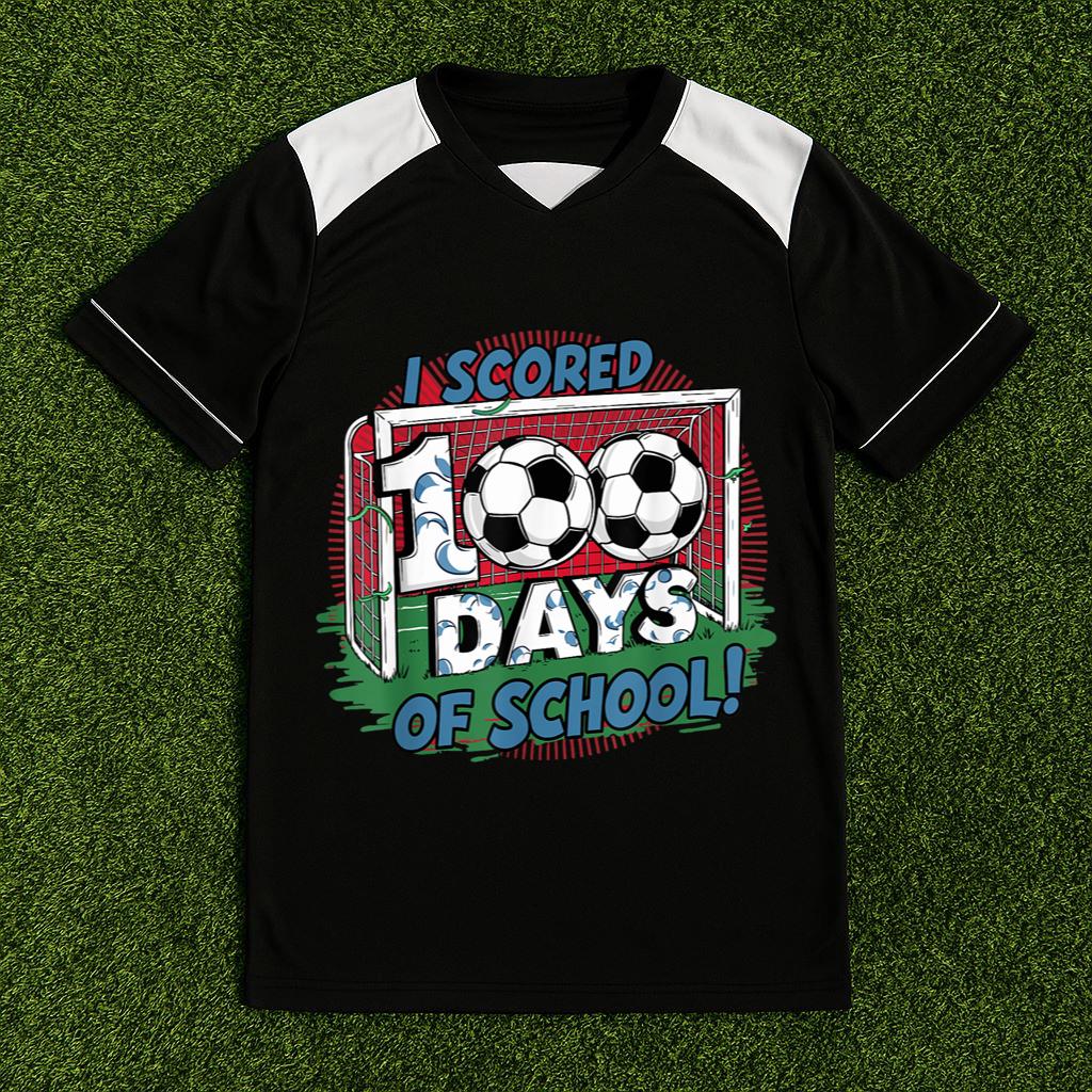 I Scored 100 Days Of School Soccer Player Smarter Sport Boys Soccer Jersey