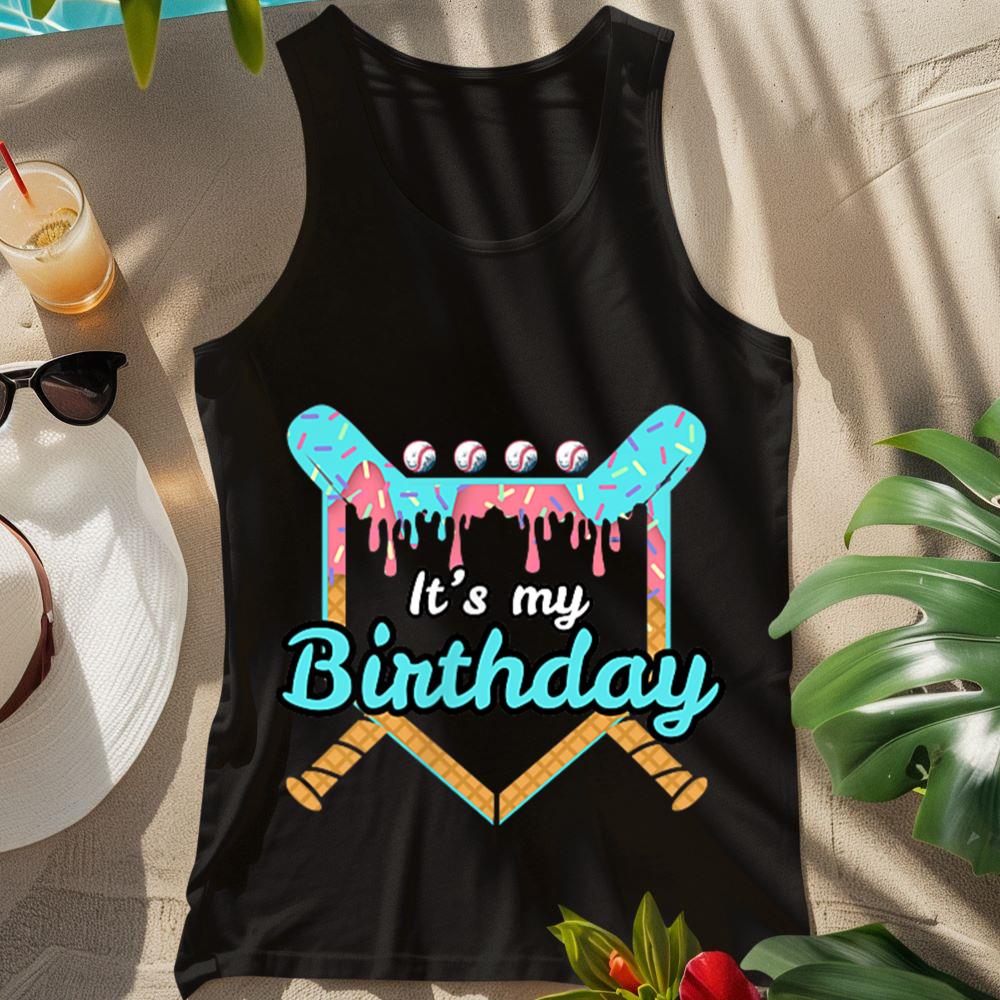 It My 12th Birthday Baseball Ice Cream (On Back) Baseball Tank Top
