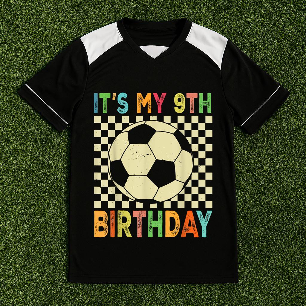 Kids 9 Year Old Birthday It's My 9th Birthday Soccer Ball Soccer Jersey