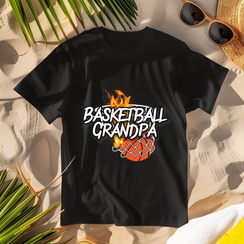 Mens Basketball Grandpa - Basketball Clothing - Fire Basketball T-Shirt