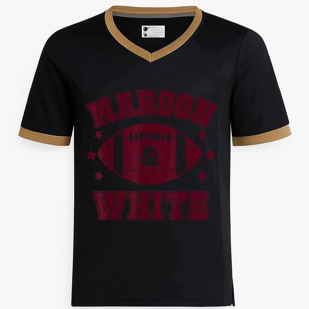 On Gameday Football We Wear Maroon And White School Spirit Football Jersey