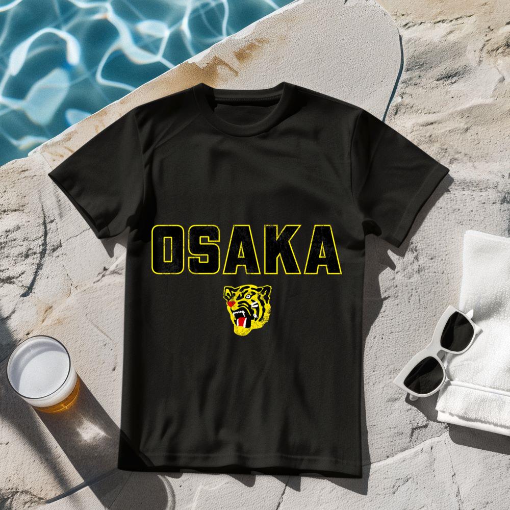 Osaka Tigers Vintage Japanese Baseball (Black) T-Shirt