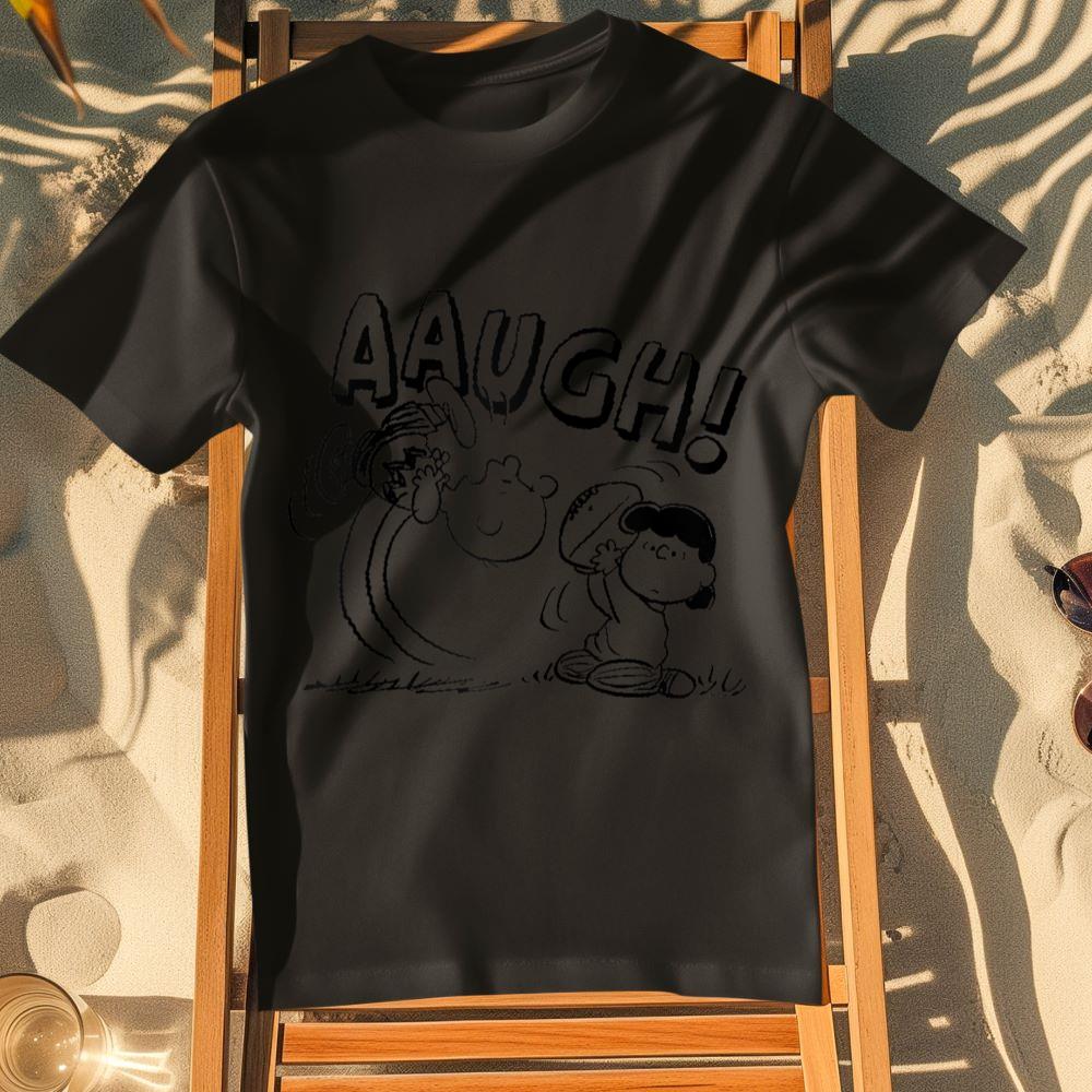 Peanuts - Charlie Brown Lucy Football Kick Aaugh Raglan Baseball Tee T-Shirt