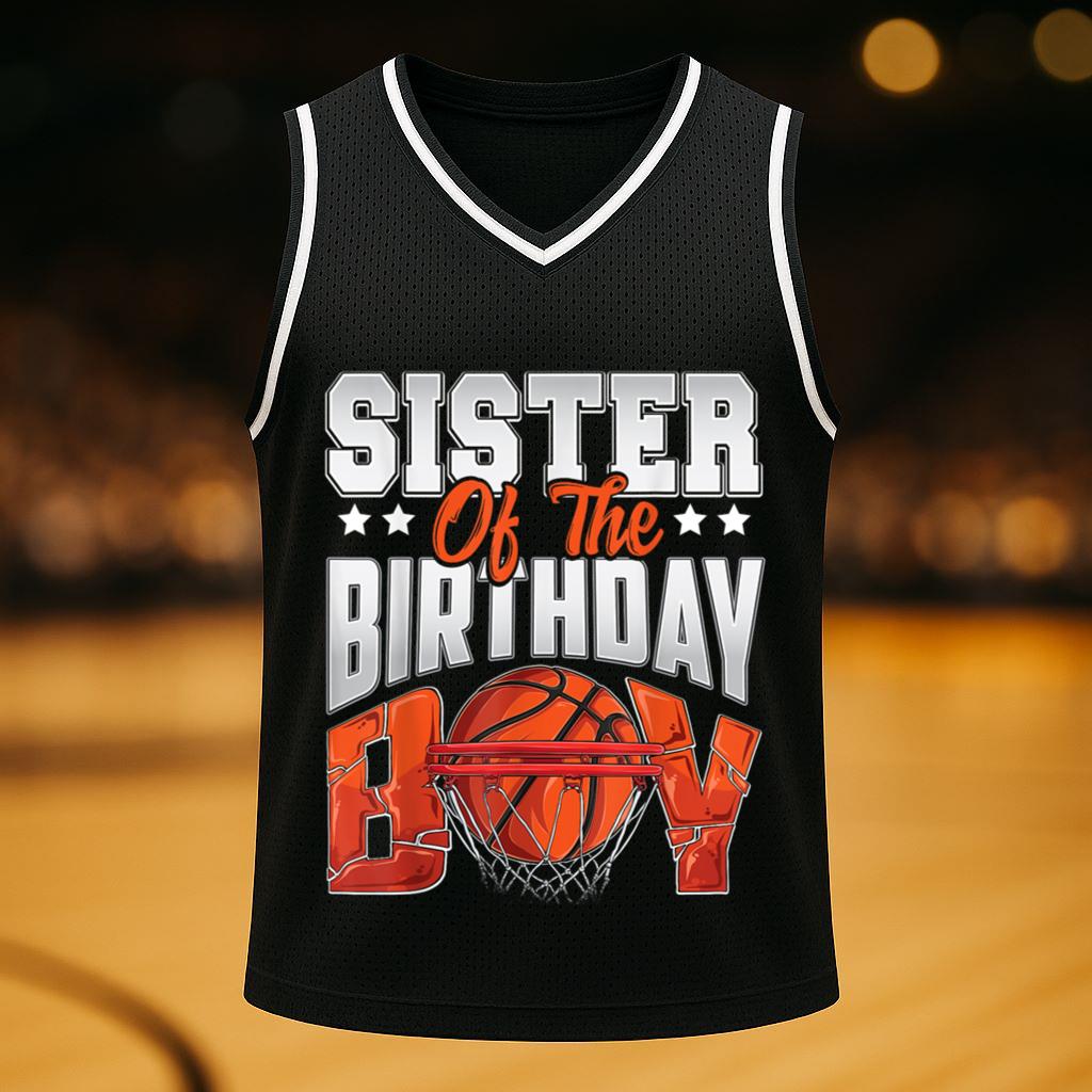 Sister basketball birthday Boy Family Baller b-day Party Basketball Jersey