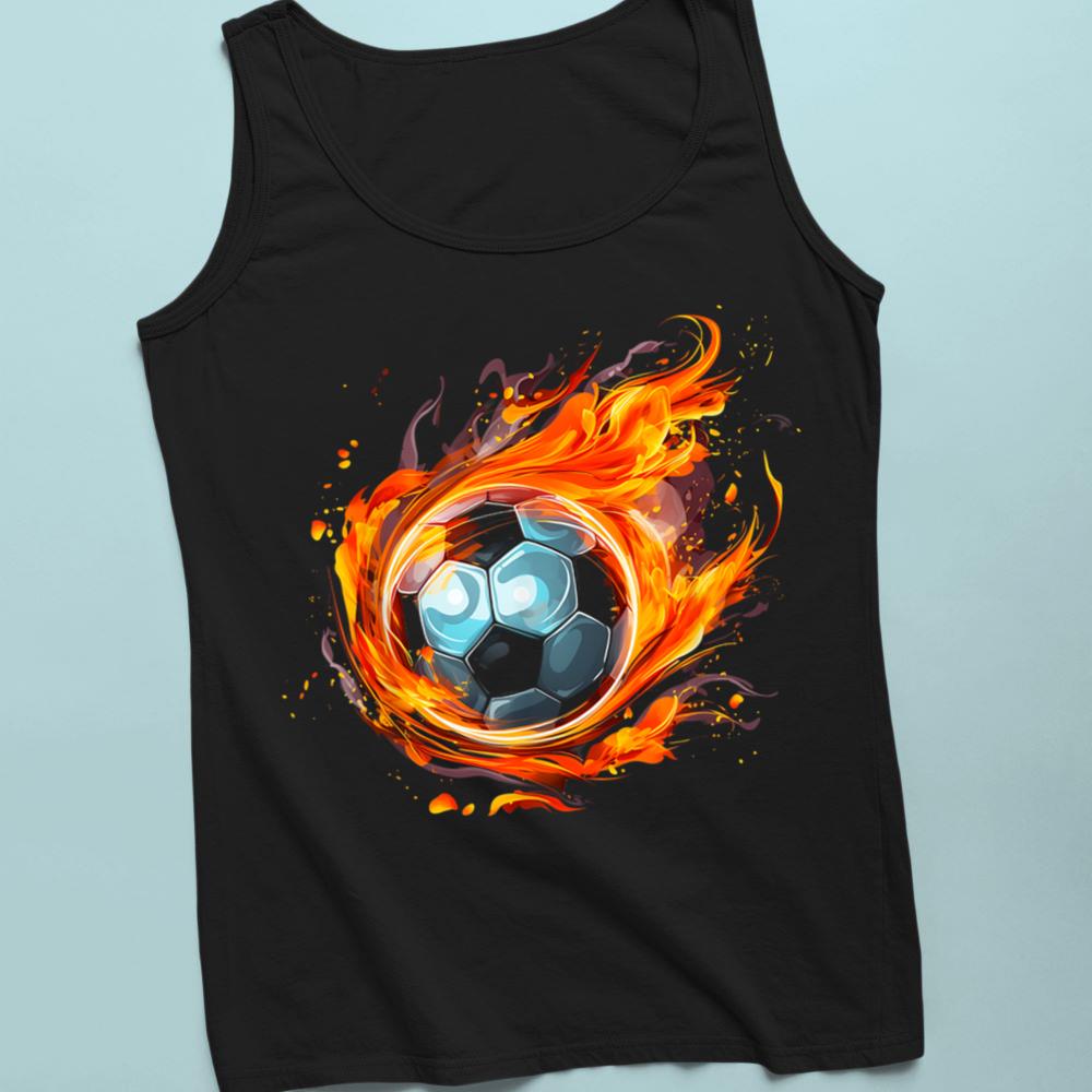 Soccer Ball Flames Burning Kids Boys Soccer Player Tank Top