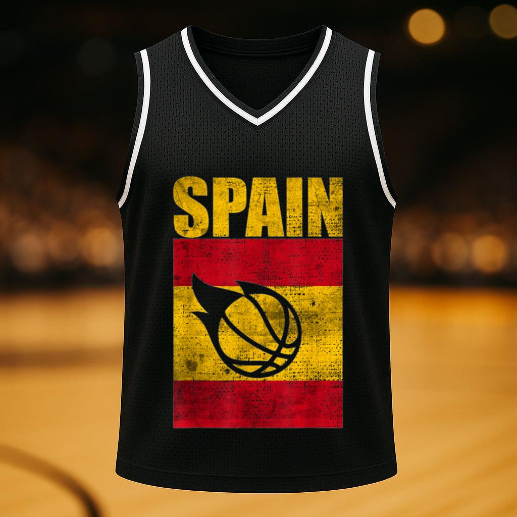 Spain Basketball Spanish Flag Retro Vintage Grunge Art Basketball Jersey