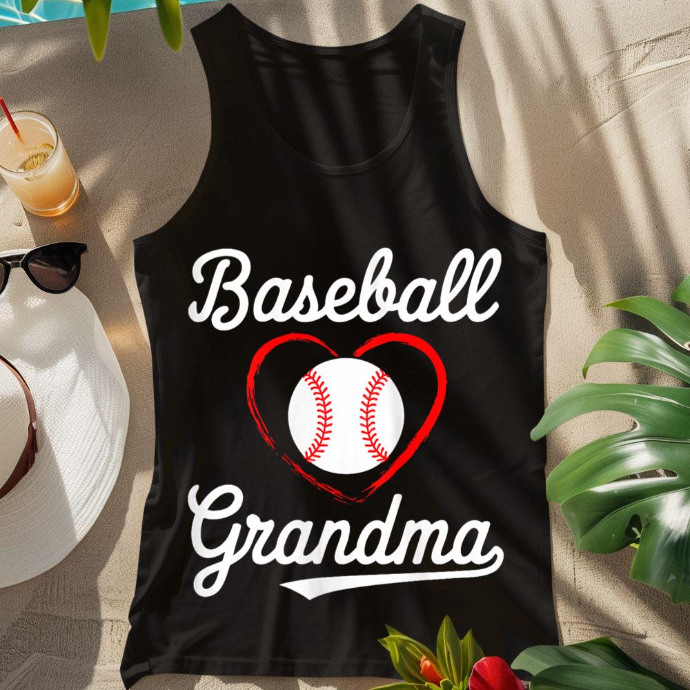 Womens Baseball Grandma Shirt Women Baseball Heart Mothers Day Tank Top Tank Top