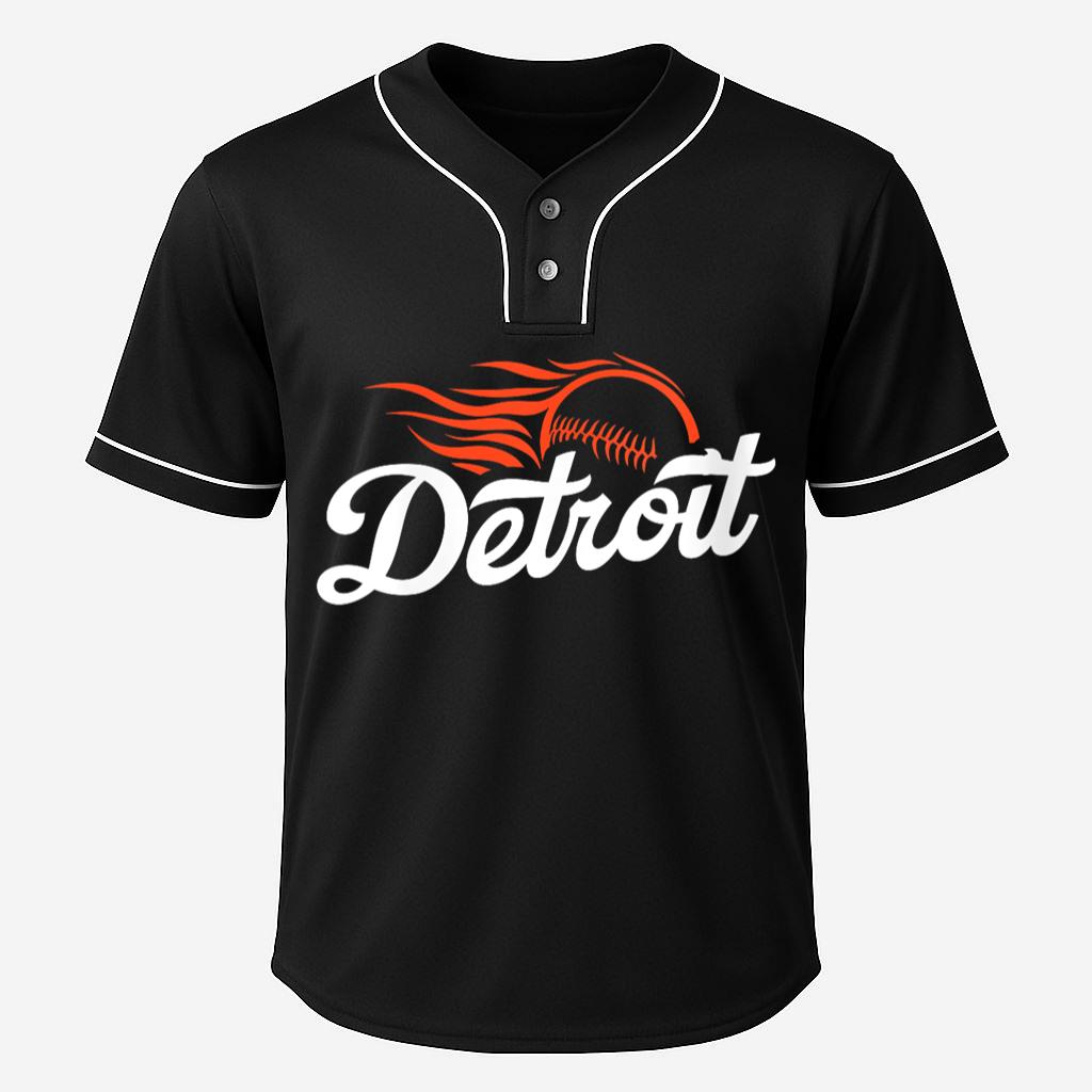 Womens Detroit Baseball Vintage Minimalist Retro Baseball Lover V-Neck Baseball Jersey