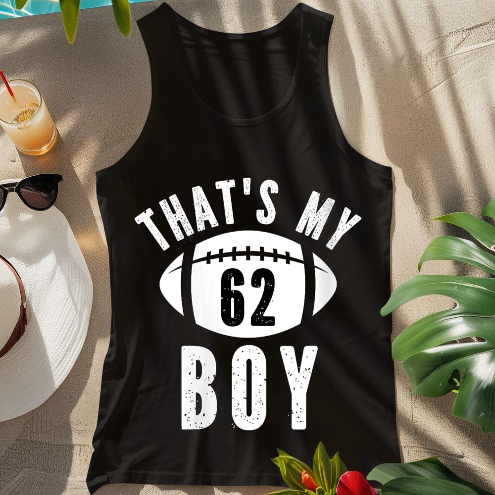 Womens That's My Boy Football Number #62 V-Neck Tank Top
