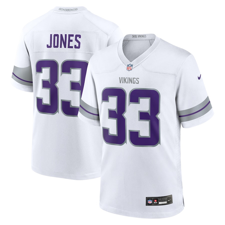 Aaron Jones 33 Minnesota Vikings Alternate Game Men Jersey - White JS6734