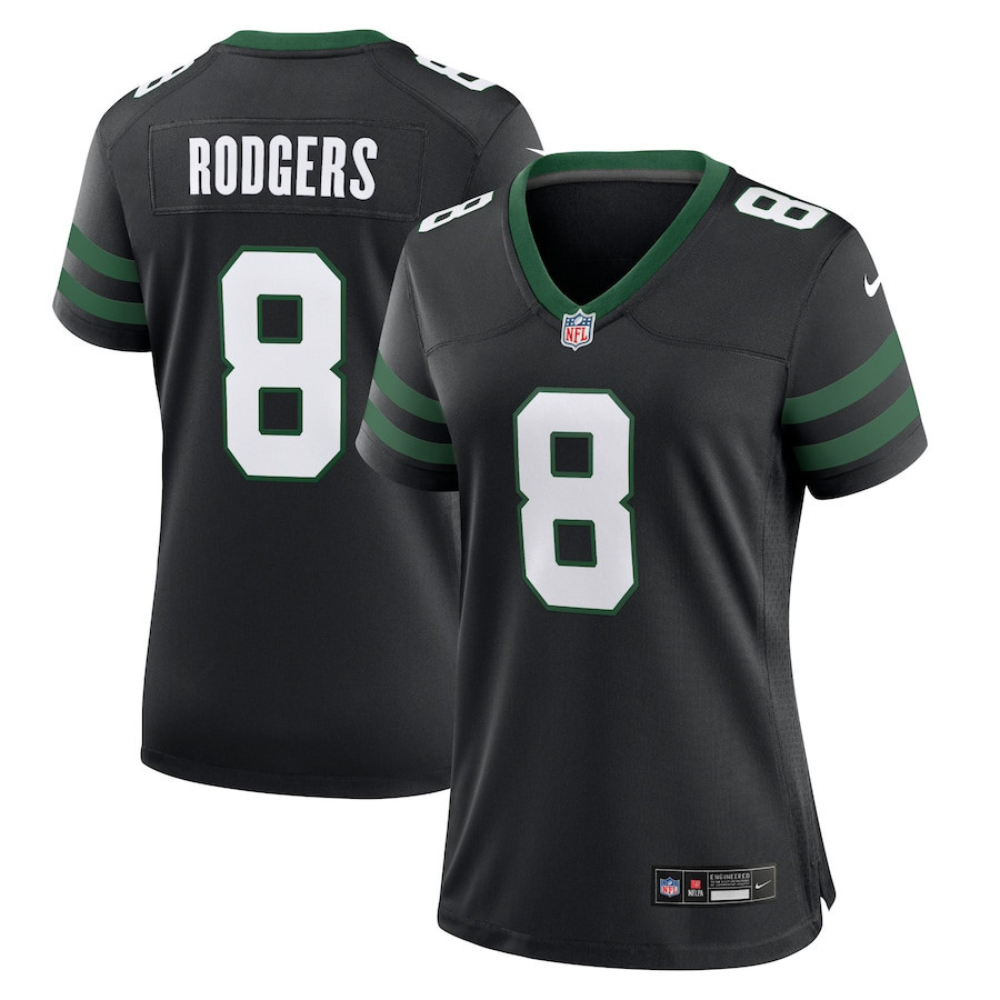Aaron Rodgers 8 New York Jets Alternate Game Jersey - Women, Black JS1815