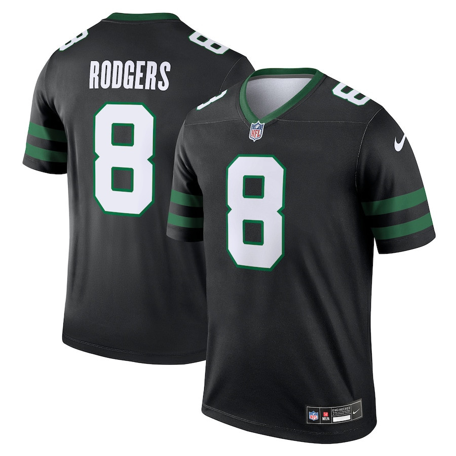 Aaron Rodgers 8 New York Jets Alternate Legend Jersey - Men, Legacy Black JS4369