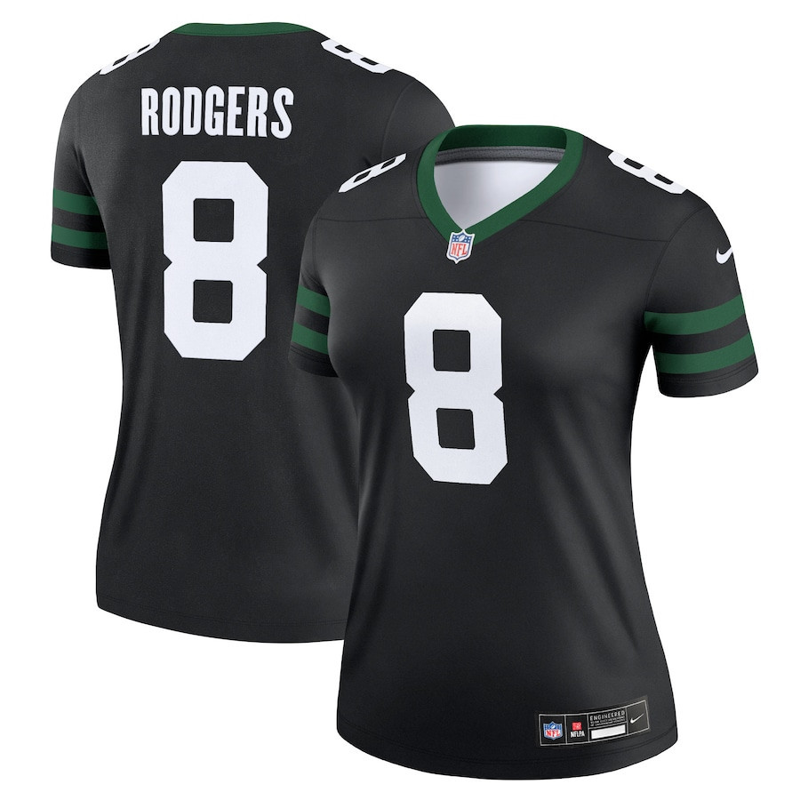 Aaron Rodgers 8 New York Jets Alternate Legend Jersey, Women Legacy Black JS6279