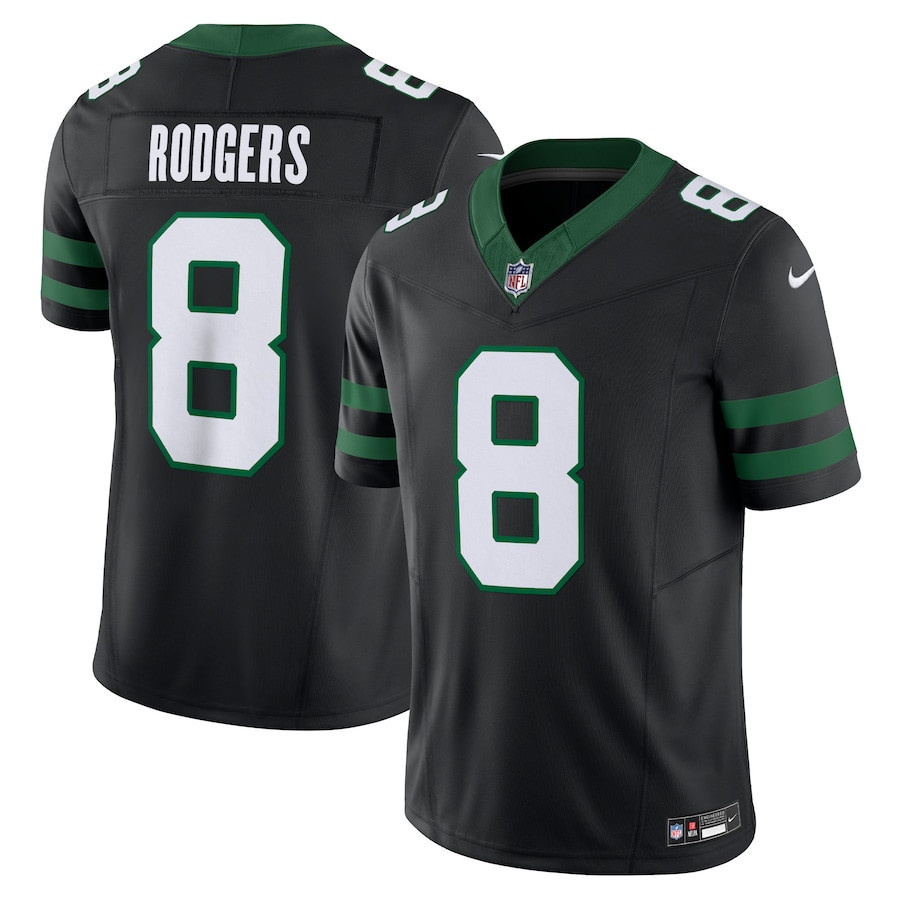 Aaron Rodgers 8 New York Jets Alternate Vapor F.U.S.E. Limited Jersey - Men, Legacy Black JS5565