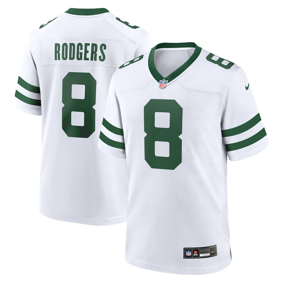 Aaron Rodgers 8 New York Jets Game Jersey - Men, Legacy White JS7881