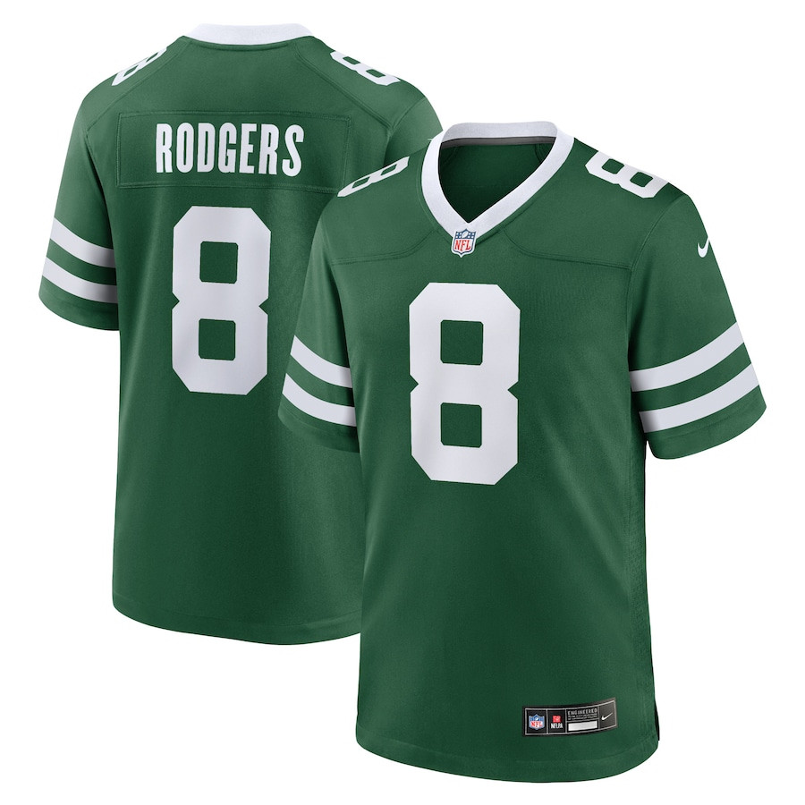 Aaron Rodgers 8 New York Jets Game Men Jersey - Legacy Green JS6742
