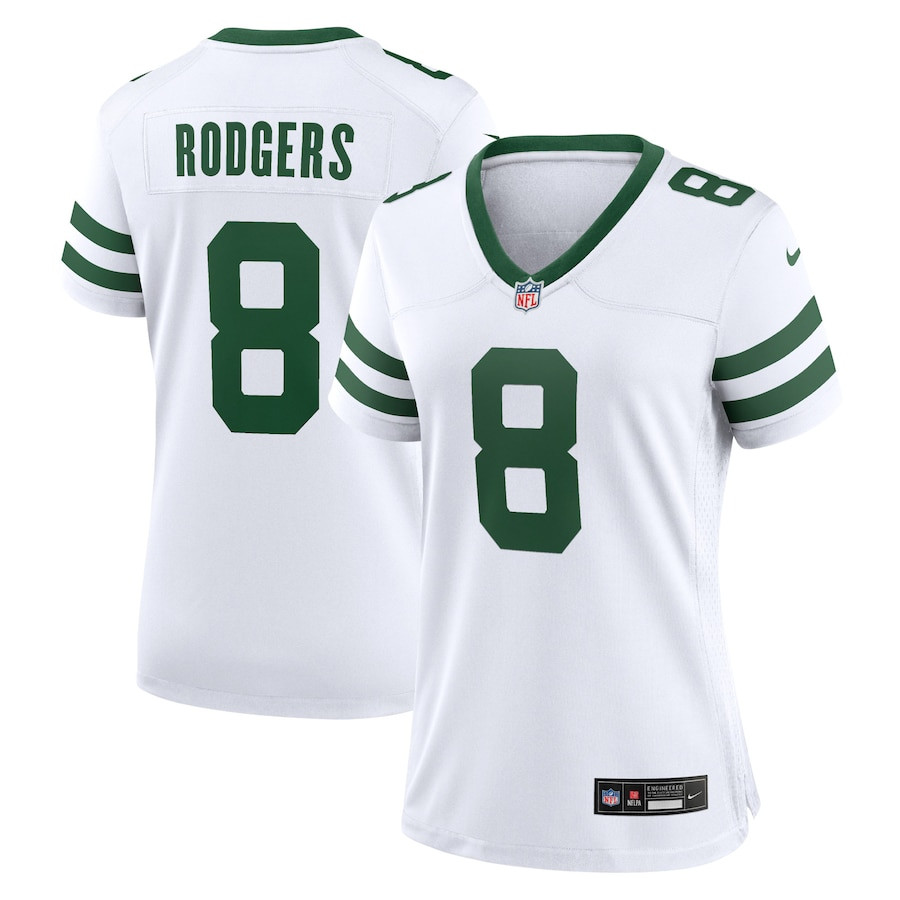 Aaron Rodgers 8 New York Jets Game Women Jersey - Legacy White JS1595