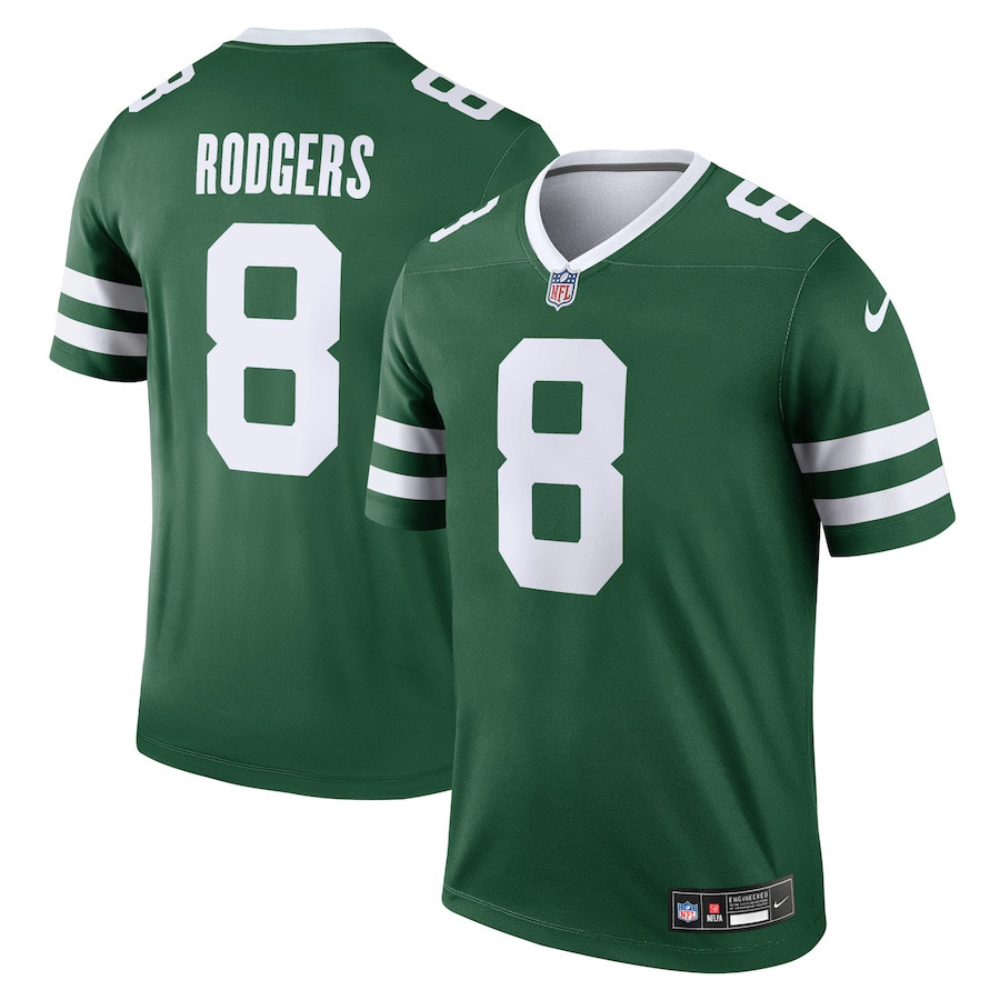 Aaron Rodgers 8 New York Jets Legend Jersey - Men, Legacy Green JS4458